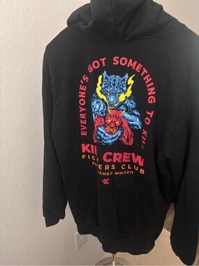 Kill Crew Inner Demons Hoodie Black Graphic Streetwear Gym Mens Medium